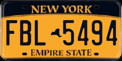 NY license plate FBL5494