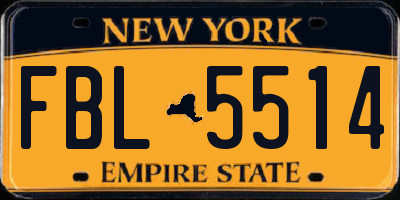 NY license plate FBL5514