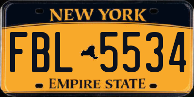 NY license plate FBL5534