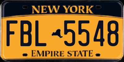 NY license plate FBL5548
