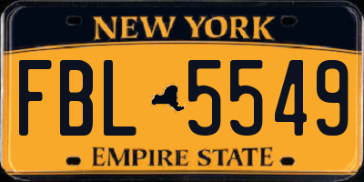 NY license plate FBL5549
