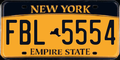 NY license plate FBL5554