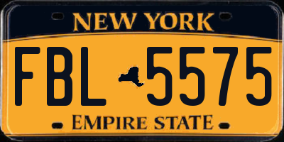 NY license plate FBL5575