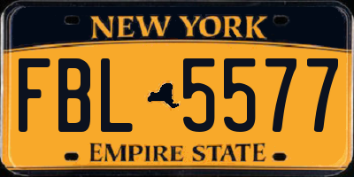 NY license plate FBL5577
