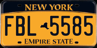 NY license plate FBL5585