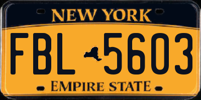 NY license plate FBL5603