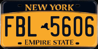 NY license plate FBL5606