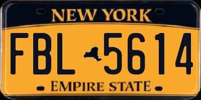 NY license plate FBL5614