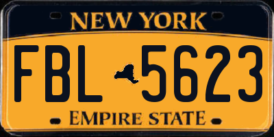 NY license plate FBL5623