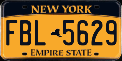 NY license plate FBL5629