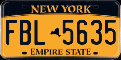 NY license plate FBL5635