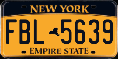 NY license plate FBL5639