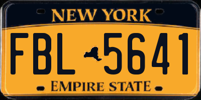 NY license plate FBL5641