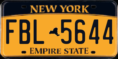 NY license plate FBL5644
