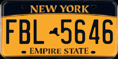 NY license plate FBL5646