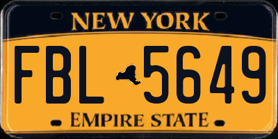 NY license plate FBL5649