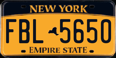 NY license plate FBL5650