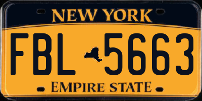 NY license plate FBL5663