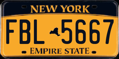 NY license plate FBL5667