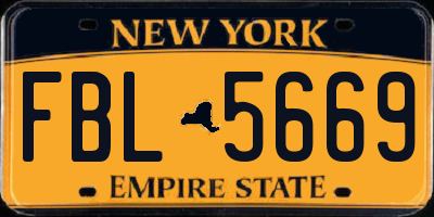 NY license plate FBL5669