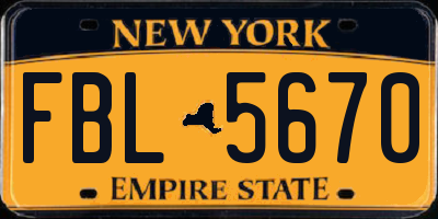 NY license plate FBL5670