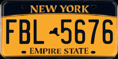 NY license plate FBL5676