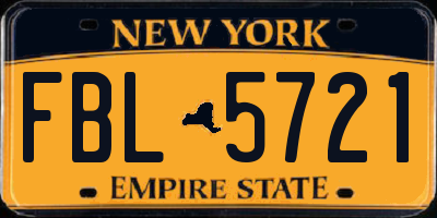 NY license plate FBL5721