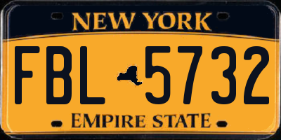 NY license plate FBL5732
