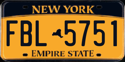 NY license plate FBL5751