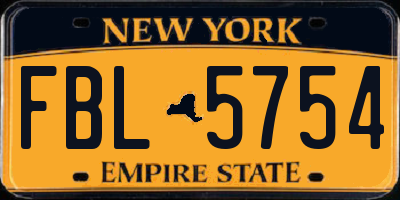 NY license plate FBL5754