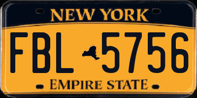 NY license plate FBL5756