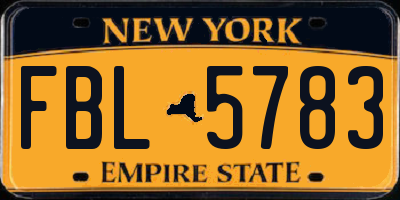 NY license plate FBL5783