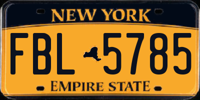 NY license plate FBL5785