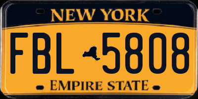 NY license plate FBL5808