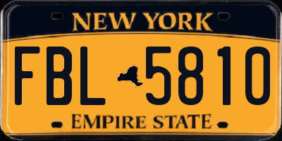 NY license plate FBL5810
