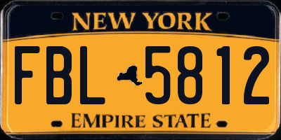 NY license plate FBL5812