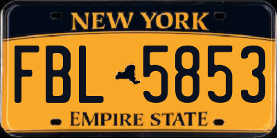 NY license plate FBL5853