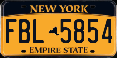NY license plate FBL5854