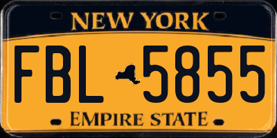 NY license plate FBL5855