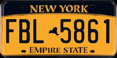 NY license plate FBL5861