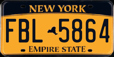 NY license plate FBL5864