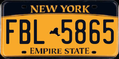 NY license plate FBL5865
