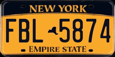NY license plate FBL5874
