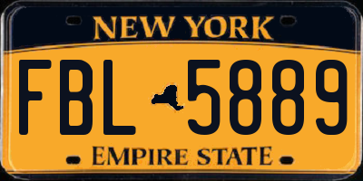 NY license plate FBL5889