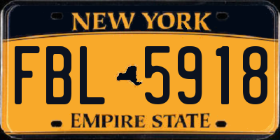 NY license plate FBL5918