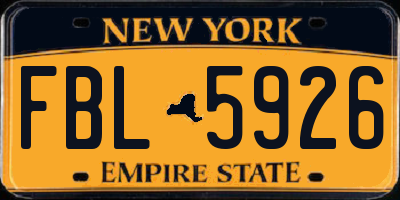 NY license plate FBL5926