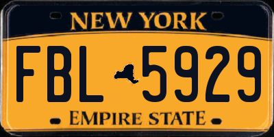 NY license plate FBL5929