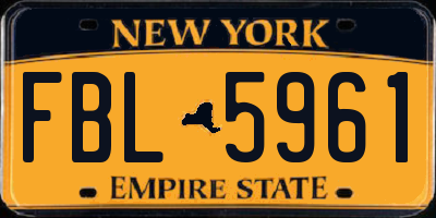 NY license plate FBL5961