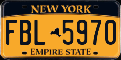 NY license plate FBL5970