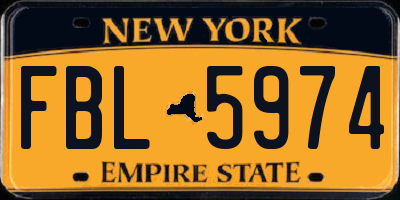NY license plate FBL5974